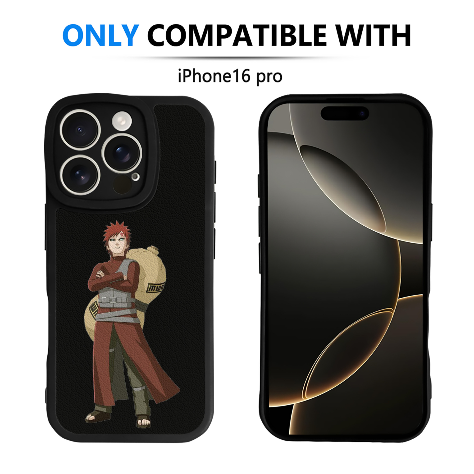 （画像用） NARUTO -ナルト- ガアラ Gaara 【iPhone 16シリーズ対応】シリコンスマホケース（レザー調） 材質：シリコン